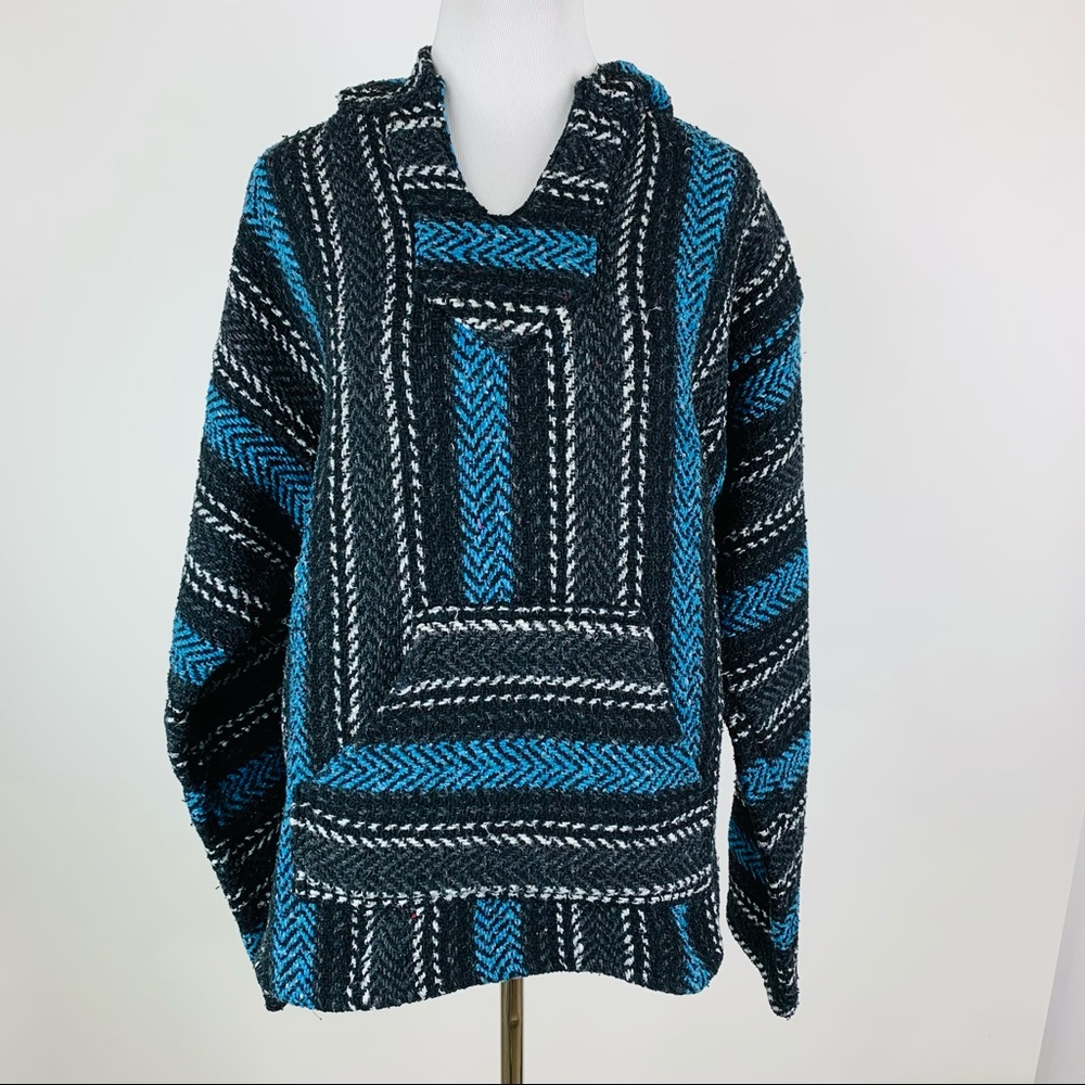 Baja Joe Mexican Striped Hippie Pullover Large